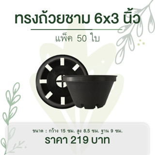 กระถางต้นไม้ ทรงถ้วยชาม 6x3 นิ้ว แพ็ค 50 ใบ (เหมาะสำหรับใช้เพาะเมล็ด)