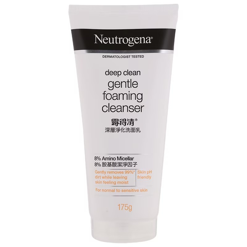 (175 กรัม) Nrutrogena deep clean gentle foaming cleanser นูโทรจีนา ดีพ คลีน เจนเทิล โฟมมิ่ง คลีนเซอร
