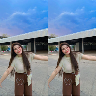 กางเกงขายาว ลายหัวใจ💕 สาวอวบ ผ้าวูเวฟ (ก1)