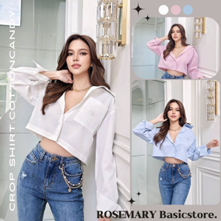 Crop shirt🧁 เสื้อครอปเชิ๊ตแขนยาว ครอปผ้าคอตตอน สวยปังมาก งาน Cottoncandy #Rosemary Basicstore