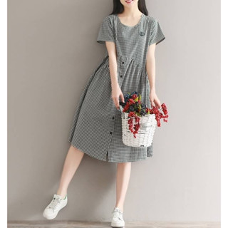 CS5502 เดรสลายสก๊อตplaid dress