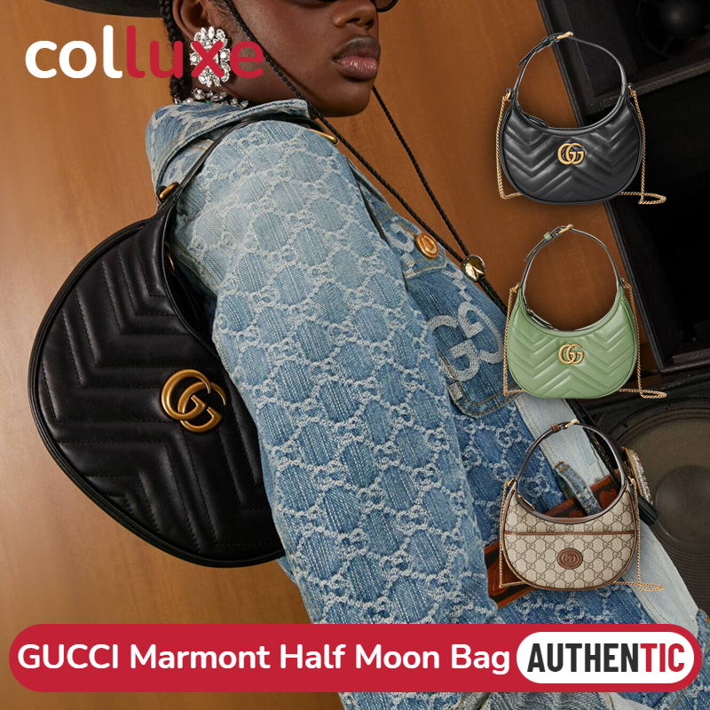 👜กุชชี่ Gucci GG Marmont Half Moon Mini Bag 699514 Hobo Bag กระเป๋ากุ๊ย