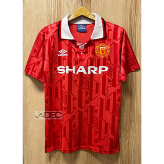 Retro เสื้อฟุตบอลย้อนยุค แมนยู Home ปี 1992 เฟล็ก David Beckham, Paul Schole, Eric Cantona, Roy Keane