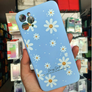 เคสดอกไม้ เดซี่ รุ่น iPhone ไอโฟน  สีฟ้า เคสซิลิโคน ดอกสีขาว