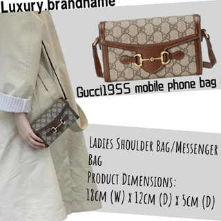 Gucci/Horsebit 1955 series กระเป๋าถือขนาดเล็ก/กระเป๋าผู้หญิง/กระเป๋าร่อซู้ล/กระเป๋าสะพายไหล่/ซื้อของแท้