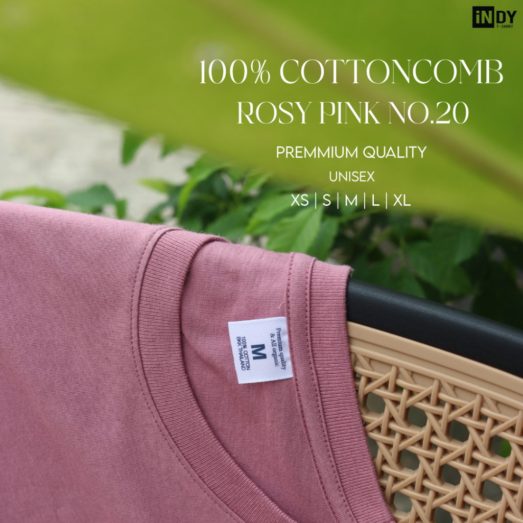 โทนชมพูแต่ไม่หวานเกินไป ผู้ชายใส่ได้ ผ้านุ่ม ระบายอากาศ เสื้อยืดคอกลม cotton100% เสื้อยืดสีพื้น สีโรซี่ #20