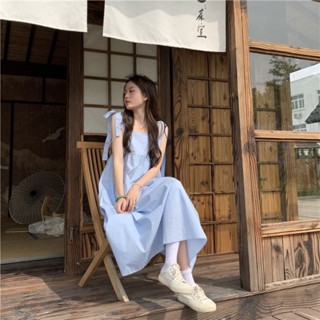 KARA Closet Korea style girl women dress Korea seoulเดรท สไตล์เกาหลี  ผูกไหล่สายปรับได้ ด้านหลังมียางยืดสม็อค สาวหวาน