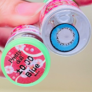 New ** Pertty Doll Blue คอนแทคเลนส์ สีฟ้า สีน้ำเงิน บิ๊กอาย โทนแบ๊ว ตาโต ขอบดำ Contact Lens Bigeyes สายตาสั้น ค่าสายตา