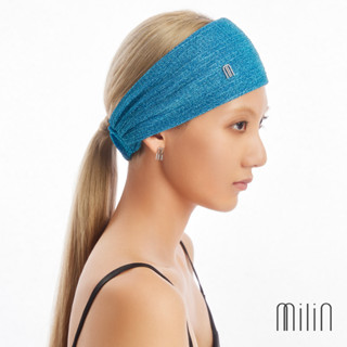 [MILIN] Best Friend Metallic stretch polyester with crystal M logo Hair band ผ้าเมทาลิคคาดผมปักตัว M