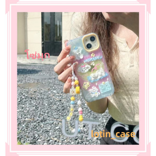 🎁ส่งของขวัญ🎁เคสไอโฟน สำหรับ 11 13 for iPhone Case 14 12 Pro Max น่าสนใจ น่ารัก ตลก โซ่มุก กันกระแทก ปกป้อง เคสโทรศัพท์