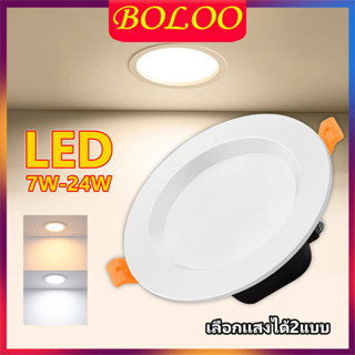 โคมไฟดาวน์ไลท์ฝังฝ้า  แบบวงกลม โคม LED แสงขาว และ แสงวอร์มไวท์ LED panel light