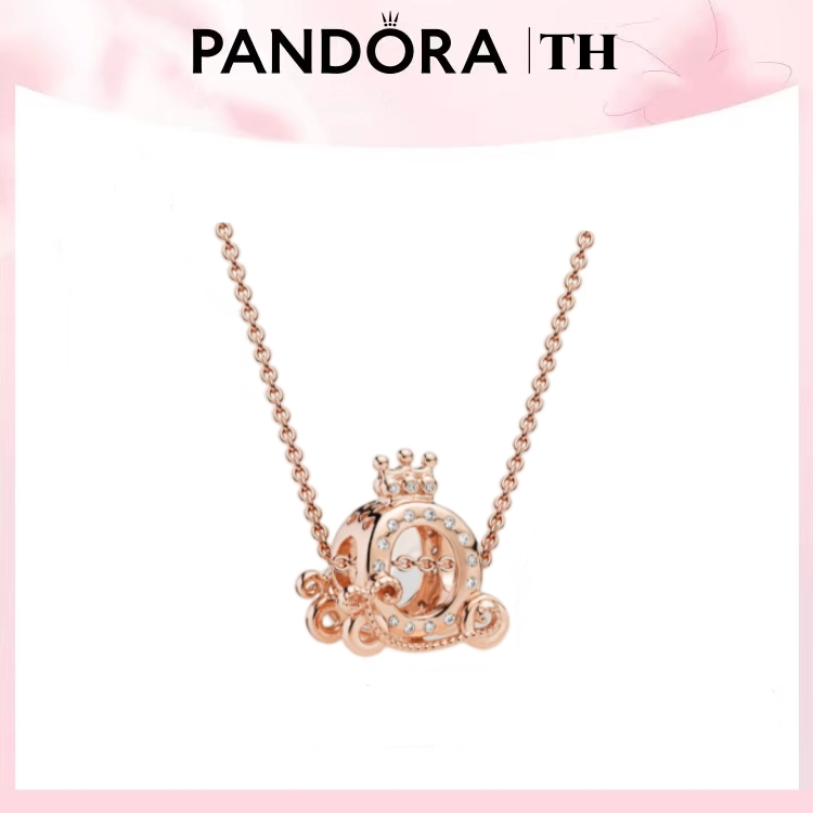 👑Pandora สร้อยคอ สร้อยคอพร้อมจี้ แฟชั่น Shining Crown Carriage Necklace ของขวัญสำหรับคนพิเศษ ของแท้