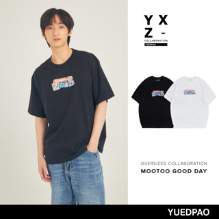 Yuedpao x Mootoo ยอดขาย No.1 รับประกันไม่ย้วย 2 ปี เสื้อยืดเปล่า เสื้อยืด Oversize Collab Mootoo Good day