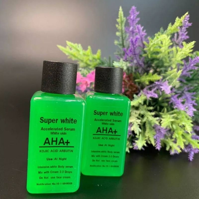 (AHAเขียว)เซรั่มขาวโคตร กรดโคจิก อาร์บตินSuper WhiteAHA Kojic Green Serum หัวเชื้อSuper white AHA+
