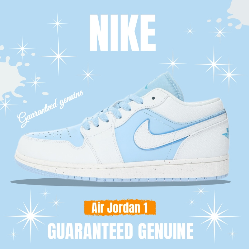 （จัดส่งฟรี）Nike Wmns Air Jordan 1 Low GS"Reverse Ice Blue" รองเท้าวิ่ง รองเท้า DV1299-104