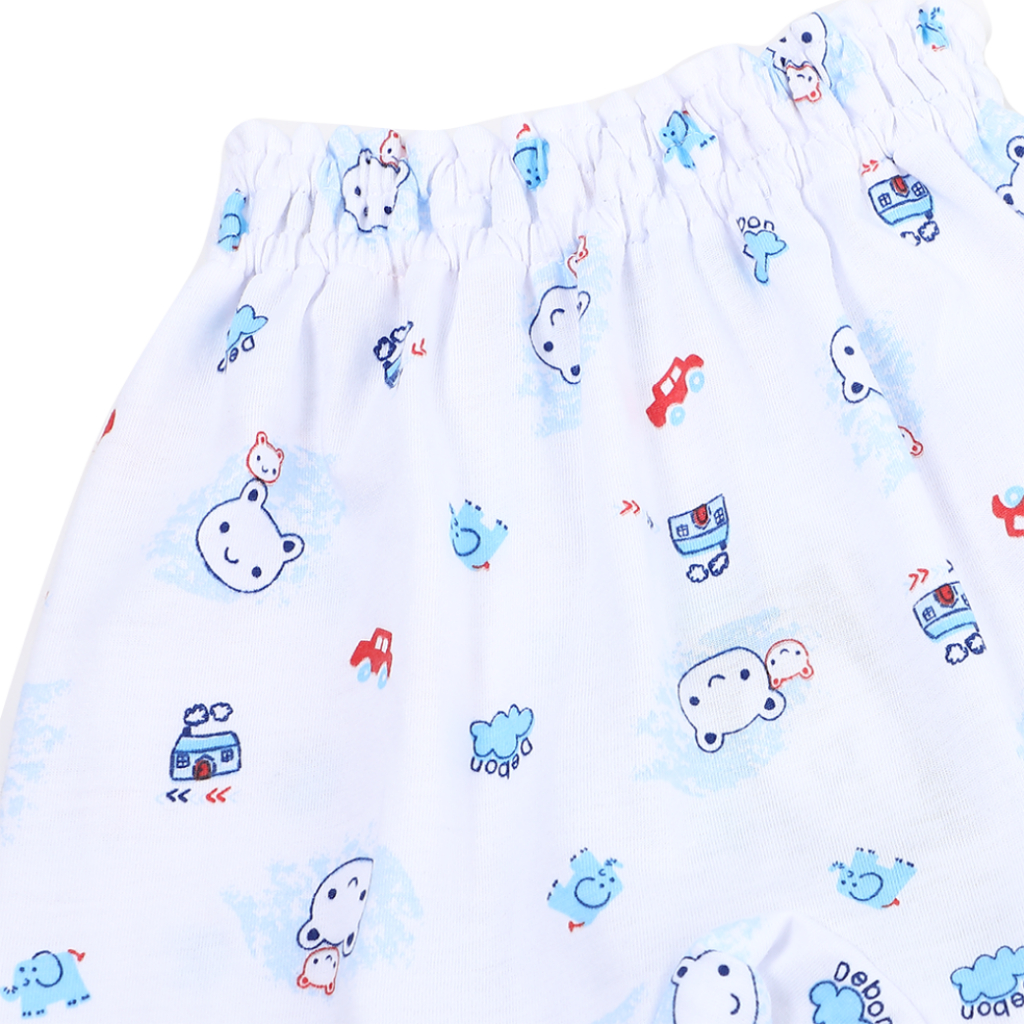 De bon By Enfant กางเกงขายาว สีฟ้า พิมพ์ลายน้องหมี Cutie Bear ไซส์ 60 เหมาะสำหรับเด็ก 0-3 เดือน