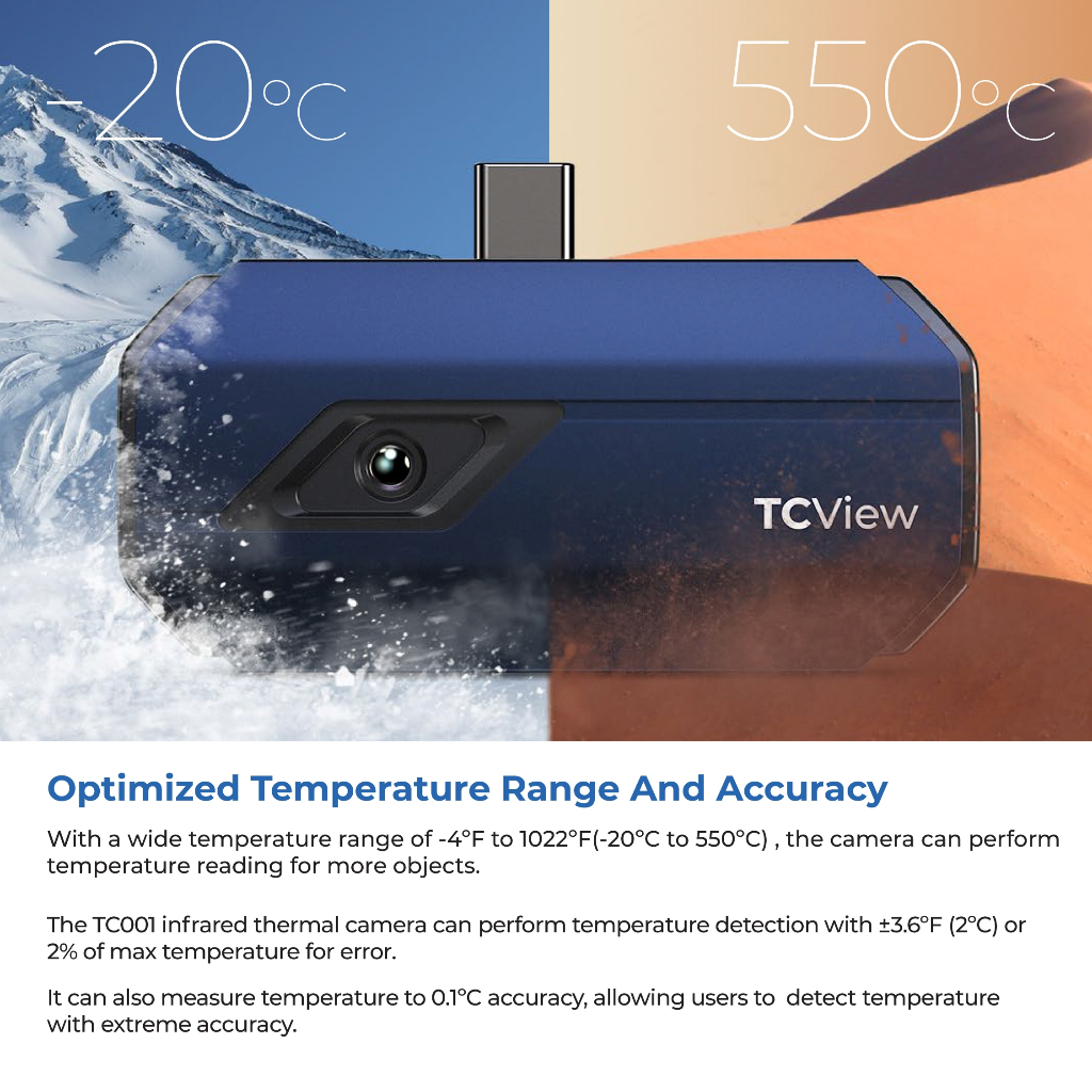 TOPDON กล้องถ่ายภาพความร้อน เครื่องวัดอุณหภูมิอินฟราเรด Thermal Imager รุ่น TC001 (Android&PC)