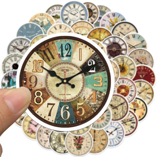 ✨พร้อมส่ง✨ดอกซากุระ ชิบะอินุ ภูเขาฟูจิ Vintage Clock นาฬิกา 50แผ่น กันน้ำ สติ๊กเกอร์ ใช้ซ้ำได้ Sticker