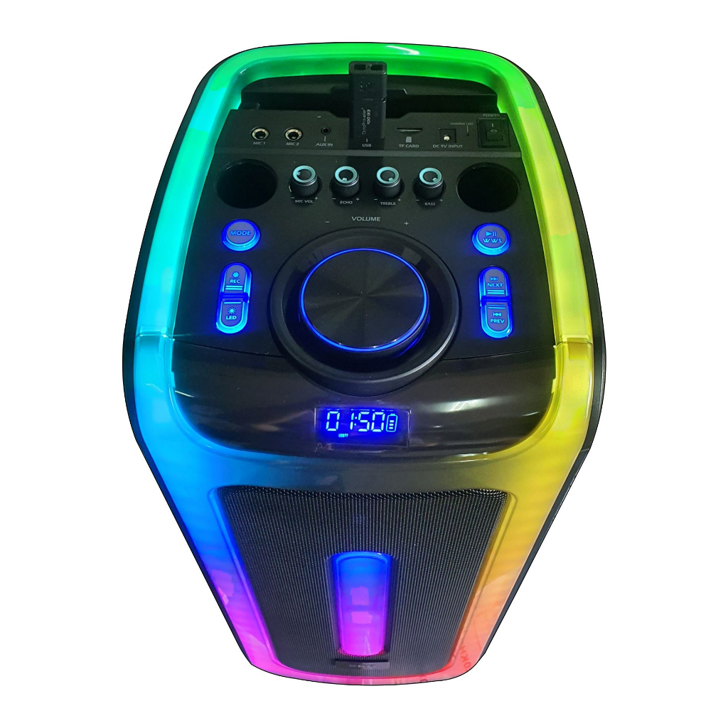 SKG ลำโพงบลูทูธ 8 นิ้ว รุ่น SR-207 ขนาดยักษ์ พกพา 2ดอก ไมค์ลอย2ตัว แสงสีวิบวับ เปลี่ยนโหมดไฟได้ 40W RMS. ลำโพงพกพา - รูปที่ 4