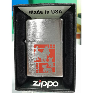 ZIPPO 200 PLANETA  MATALLIQUE BRUSHED CHROME COLOR IMAGE   สีเงินผิวโครเมี่ยม ลายแบบสกรีน ผลิตปี2015  ของใหม่