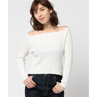 WEGO/ rib off shoulder knit