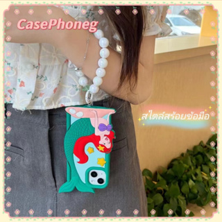 🍑CasePhoneg🍑ป้องกันการหล่น ขอบเต็ม iPhone 11 14 pro max สไตล์สร้อยข้อมือ เงือก สีเขียว หวานสวย case for iPhone 12 13