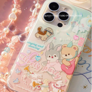 Lively party with cutie animal phone case เคสไอโฟนสีพาสเทลลายน้องสัตว์ต่างๆ