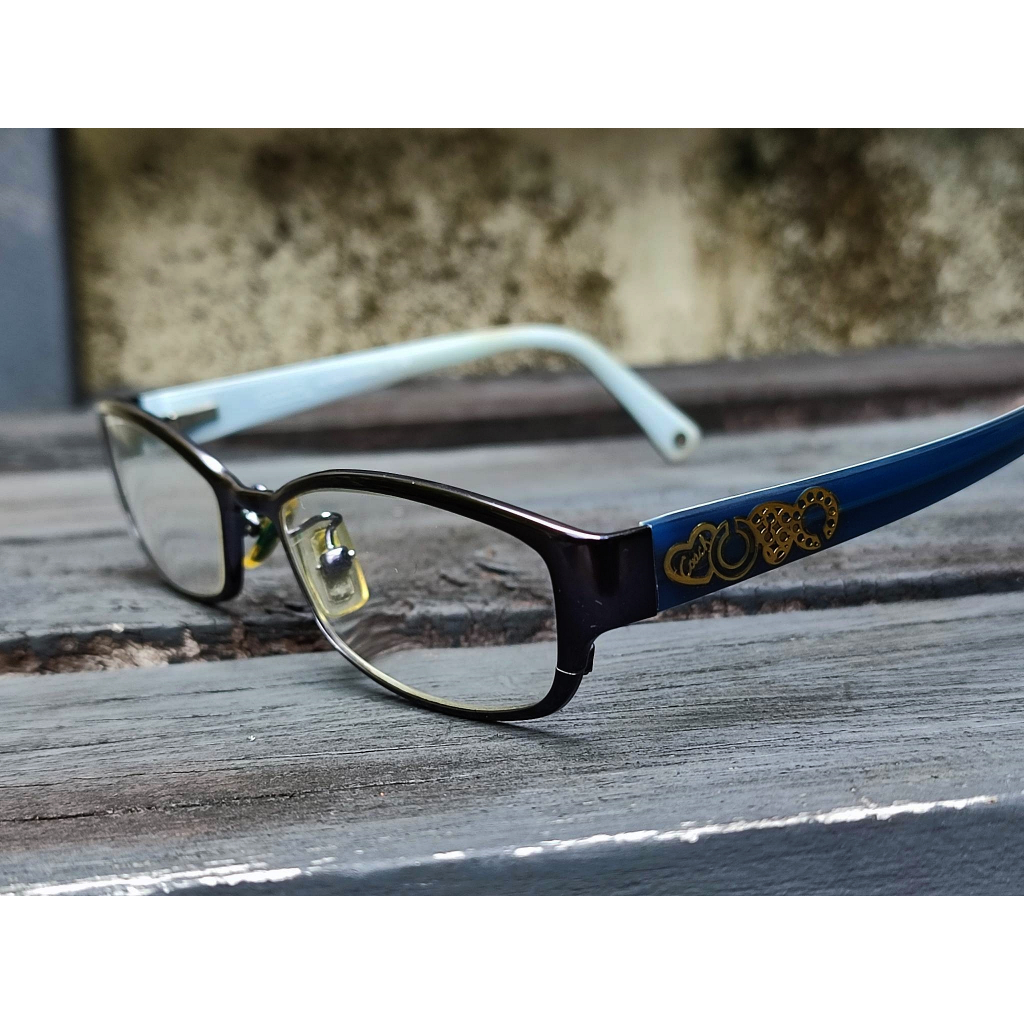 Coach HC5007 Willow 9047 Satin Blue size 50-16 -135 Designer Eyeglass Frames Glasses กรอบแว่นตาของแท้มือสอง ขาลายวินเทจส