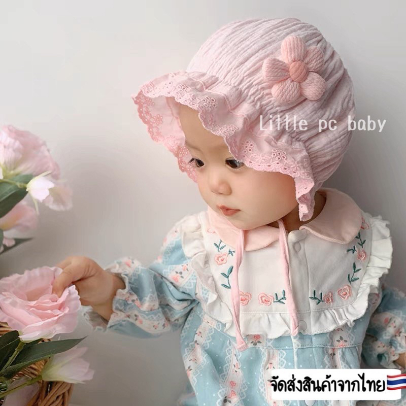 หมวกผูกคางเด็กอ่อนสไตล์สาวน้อย รุ่นแต่งดอกไม้ 🌤️พร้อมส่ง🌼 - รูปที่ 4