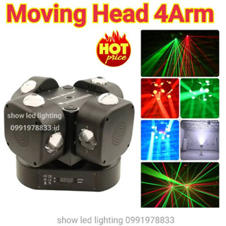 LED 4 Arm Moving Head Spide16LED 2Laser 2strobe ไฟมูฟวิ่งเฮด  มูฟวิ่งเฮด มูฟวิ่ง สไปเดอร์ ไฟเธค ไฟผับ ไฟเลเซอร์ ไฟแฟ