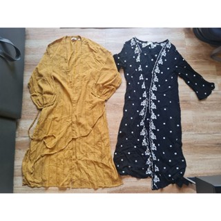 เสื้อคลุมยาวเหลือง  uniqlo/ ดำ libby&amp;rose