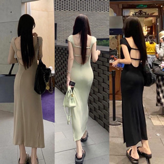 เดรสยาวแขนสั้นผ่าข้าง เว้าโชว์หลังเซ็กซี่ๆ Natasha Dress