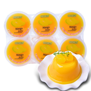 Cocon Mango Pudding With Nata De Coco พุดดิ้งรสมะม่วง น้ำหนัก 80กรัม 1 แพ็ค  มี 6 ชิ้น  สินค้ามีฮาลาล