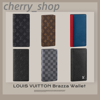 🍒หลุยส์วิตตอง Louis vuitton BRAZZA money clip🍒หนัง/กระเป๋าสตางค์ยาว/แนวตั้ง/กระเป๋าสตางค์🍒