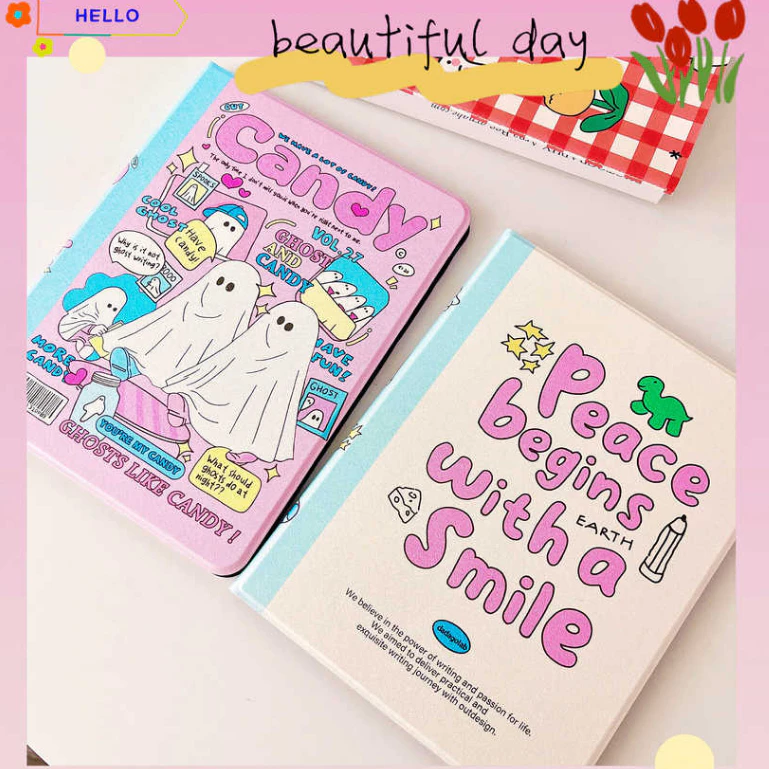 💫พร้อมส่ง💫เคสไอแพด Gen9 Air5 เคสiPad Gen8 pro 11 2024 ผีย้อนยุค Air4 มีที่เก็บปากกา Air6/7 Gen11 cute ghost
