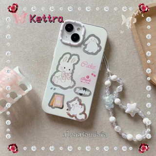 💜Kettra💜ป้องกันการหล่น ขอบเต็ม สไตล์สร้อยข้อมือ iPhone 11 14 pro max การ์ตูน เส้นขอบโปร่งใส หวานสวยcase for iPhone 12 13