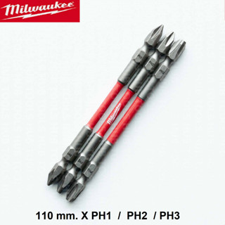 ดอกสว่านไขควงกระแทก Milwaukee 65mm.,110mm. PH1/ PH2/ PH3 Impact power bitsของแท้(ราคาต่อ1ดอก)