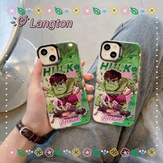 🌈Langton🌸ขอบเต็ม ป้องกันการหล่น iphone 11 14 pro max การ์ตูน Hulk ความคิดสร้างสรรค์ เส้นขอบโปร่งใส case for iPhone 12 13