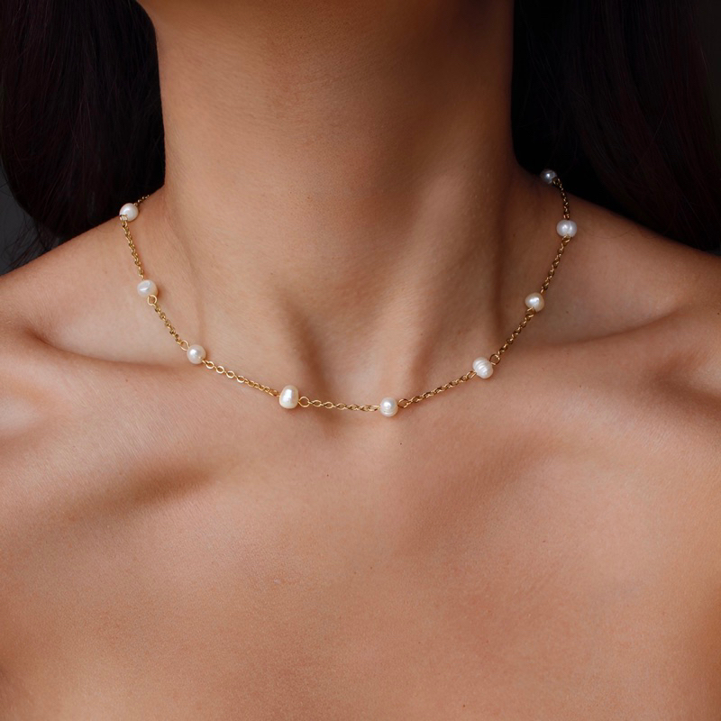 Bride Pearl Necklace (18k gold plated)