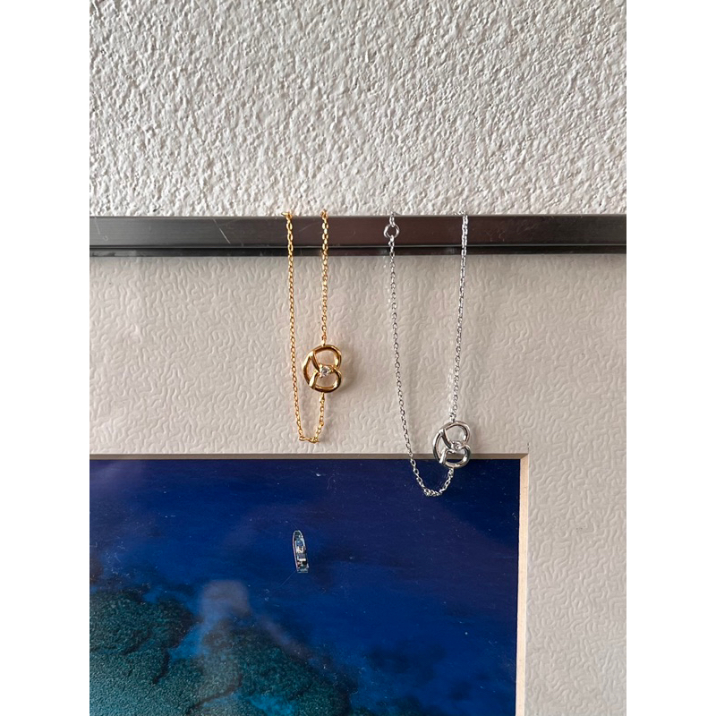 A.piece กำไลเงินแท้ [all silver 925] mini pretzel heart cubic bracelet