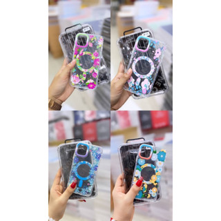 เคสใสดอกไม้ Magnetic iPhone 14/14 Pro/14Pro Max/13/13 Pro/13 Pro Max/12/12 Pro/12 Pro Max/11/11Pro Max/X/XR/8P/7P