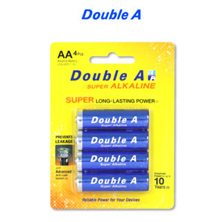 Double A ถ่านอัลคาไลน์ ดั๊บเบิ้ล เอ ขนาด1.5V AA แพ็ก 4 ก้อน