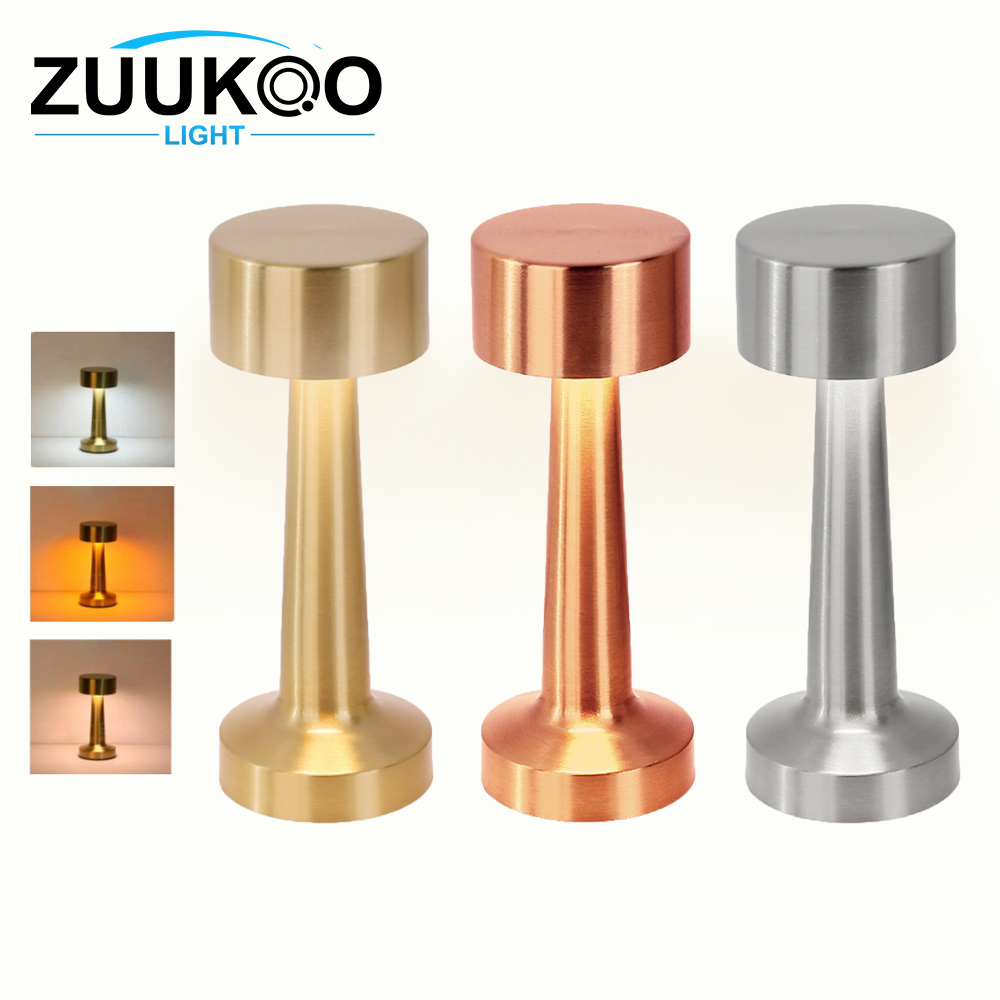 ZUUKOO โคมไฟหัวเตียง LED ปรับ3แสง โคมไฟร้านอาหาร ดัมเบลชาร์จโคม ไฟโต๊ะแบบชาร์จ ตกแต่งห้อง ใช้สำหรับโต๊ะอาหาร ห้องนอน โรงแรม และบาร์
