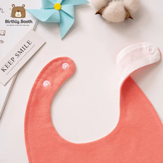 ผ้ากันเปื้อนเด็ก ทรงไข่ Bibs สีพื้น Minimal [พร้อมส่ง] ผ้าซับน้ำลายเด็กCottonมีกระดุมติด ซับน้ำได้ดี