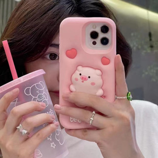 ✨สไตล์ใหม่✨เคสไอโฟน 14 Pro Max  เคส for 11 12 13 Pro Max เคสพกพาสะดวก น่ารัก pig iPhone 13 Case วัสดุซิลิโคนอ่อน