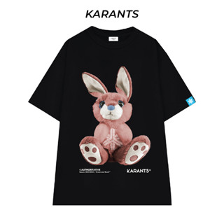 Karants เสื้อยืด Oversize Rabbit Cotton 100% สีดำ ไม่ยืด ไม่ย้วย ไม่ต้องรีด เสื้อยืดผู้ชาย ผู้หญิง - KR41