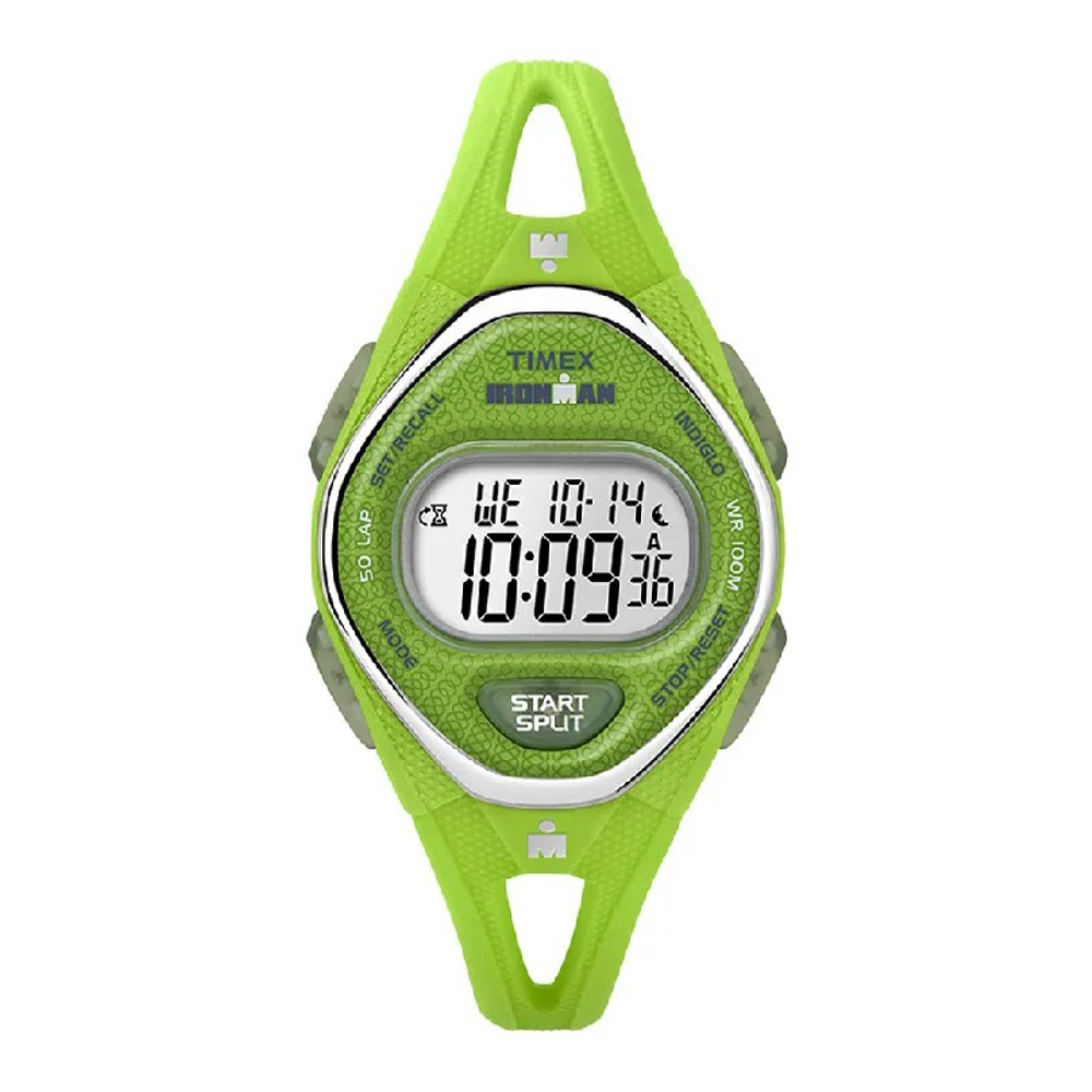 Timex TW5M11000 Ironman Sleek นาฬิกาข้อมือผู้หญิง สายซิลิโคน สีเขียว หน้าปัด 34 มม.