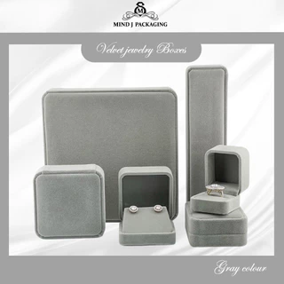กล่องกำมะหยี่ Premium Jewelry Box สีเทา กล่องใส่เครื่องประดับ