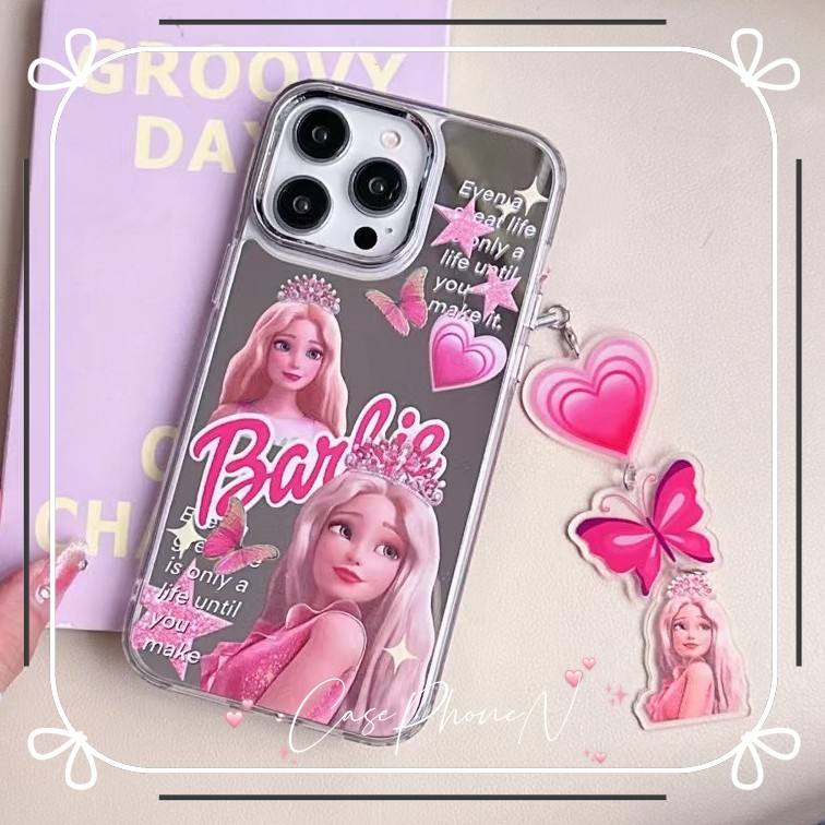 จัดส่ง24ชม เคสไอโฟน iphone 11 14 Pro Max เจ้าหญิงบาร์บี้ แบบกระจก พร้อมอุปกรณ์เสริม เคส iphone12 13 Pro Case for iPhone