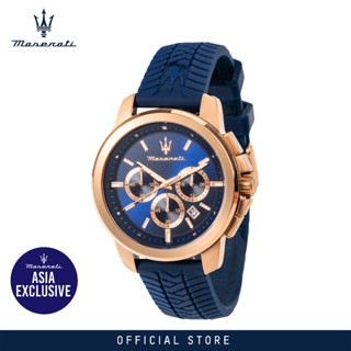 【Asia Exclusive】【 2 Years Warranty】 Maserati Successo 44mm Blue Silicone Strap Mens Chronograph Quartz Watch R8871621034